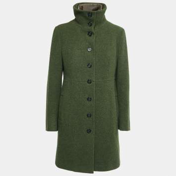 Pre Owned Weekend Max Mara Green Wool Single Breasted Mid-Length Coat M