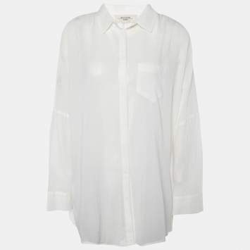 Pre Owned Weekend Max Mara White Cotton Button Front Oversized Shirt M