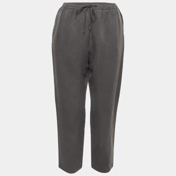 Weekend Max Mara Grey Silk Blend Drawstring Pants S