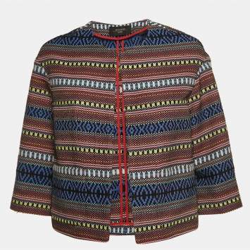 Pre Owned Weekend Max Mara Multicolor Woven Cropped Jacket S