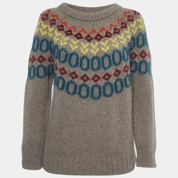 Pre Owned Weekend Max Mara Grey patterned Wool Sweater M