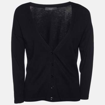 Pre Owned Weekend Max Mara Black Knit Button Front Cardigan S