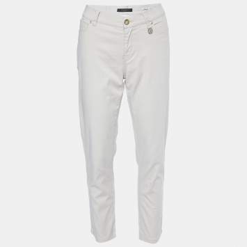 Pre Owned Weekend Max Mara Cream Cotton Straight-Leg Pants M