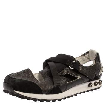 Pre Owned Y-3 Black Suede And Leather Strappy Velcro Sandal Sneakers Size 42