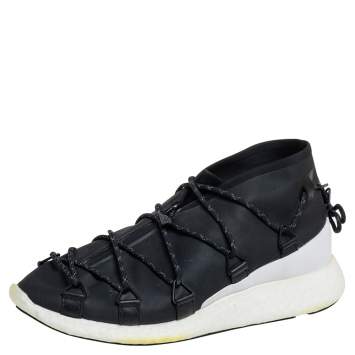 Pre Owned Y-3 Black Synthetic Fabric Cross Lace Run Sneakers Size 39 1/3