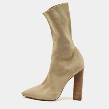 Yeezy Season 2 Beige Knit Fabric Sock Ankle Length Boots Size 40