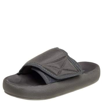 Pre Owned Yeezy Season 6 Grey Nylon Flat Sandals Size 40