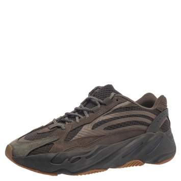 Pre Owned Yeezy x Adidas Grey Nubuck and Leather Boost 700 V2 Geode Sneakers Size 46
