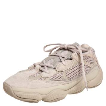 Pre Owned Yeezy x Adidas Beige Cotton Knit And Suede 500 Taupe Light Sneakers Size 40 2/3