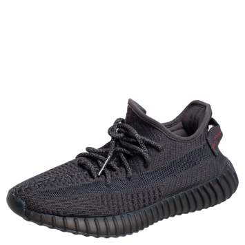 مملوكة مسبقًا Yeezy x adidas Black Knit Fabric 350 V2 Static Low Top Sneakers Size 37 1/3