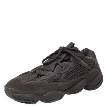 Pre Owned Yeezy x Adidas Black Suede and Mesh Yeezy 500 Utility Sneakers Size 38
