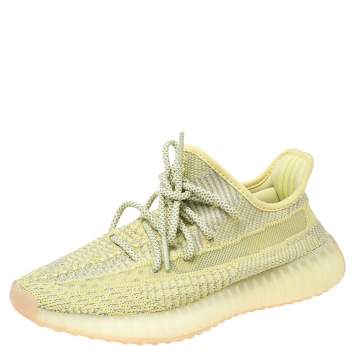 Pre Owned Yeezy x adidas Light Green Knit Fabric Boost 350 V2 Sneakers Size 38