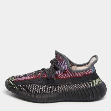 Pre Owned Yeezy x Adidas Multicolor Knit Fabric Boost 350 V2  Sneakers Size 36 2/3
