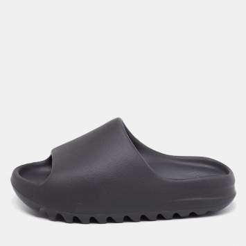 Pre Owned Yeezy x Adidas Black Rubber Onyx Flat Slides Size 37