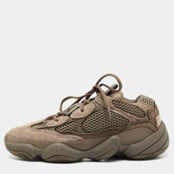 Pre Owned Yeezy x Adidas Green/Grey Suede and Fabric Yeezy 500 Clay-Brown Sneakers Size 36 2/3