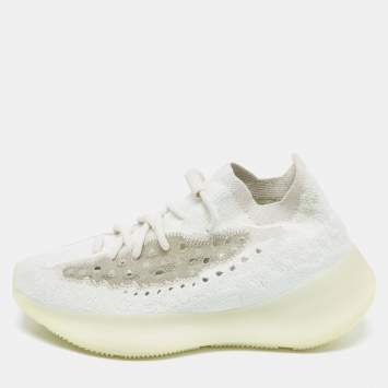 Pre Owned Yeezy x Adidas White Fabric Boost 380 calcite-glow Sneakers Size 38