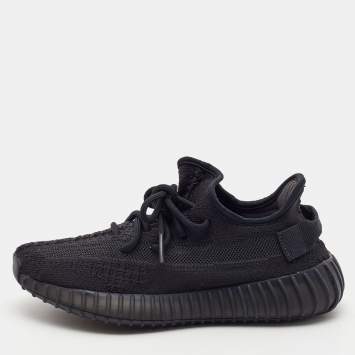 Pre Owned Yeezy x Adidas Black Fabric Boost 350 V2 Cinder Sneakers Size 38