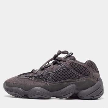 Pre Owned Yeezy x Adidas Black Suede and Mesh Yeezy 500 Utility Black Sneakers Size 38 2/3