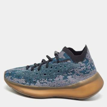 Pre Owned Yeezy x Adidas Blue Knit Fabric Boost 380 Covellite Sneakers Size 38