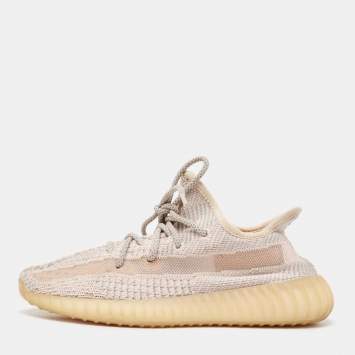 Pre Owned Yeezy x Adidas Pink Knit Fabric Boost 350 V2 Synth Non Reflective Sneakers Size 39 1/3