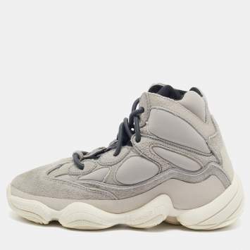 Pre Owned Yeezy x Adidas Grey Suede and Leather Yeezy 500  Sneakers Size 37.5