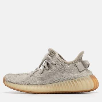 مملوكة مسبقًا Yeezy x adidas Grey Knit Fabric Boost 350 V2 Sesame Sneakers Size 36