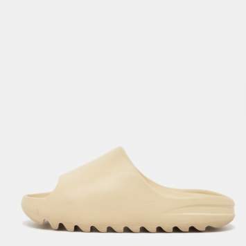 Pre Owned Yeezy x Adidas Cream Rubber Bone Slides Size 36.5