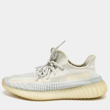 مملوكة مسبقًا Yeezy x Adidas Blue/White Knit Fabric Boost 350 V2 Cloud White Non-Reflective Sneakers 40 2/3 