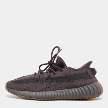 Pre Owned Yeezy x Adidas Black Knit Fabric Boost 350 V2 Cinder Sneakers Size 41 1/3