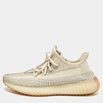 Pre Owned Yeezy x Adidas Grey Knit Fabric Boost 350 V2 NR Sneakers Size 38