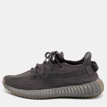 Pre Owned Yeezy x Adidas Grey Knit Fabric Boost 350 V2 -Static Sneakers Size 38