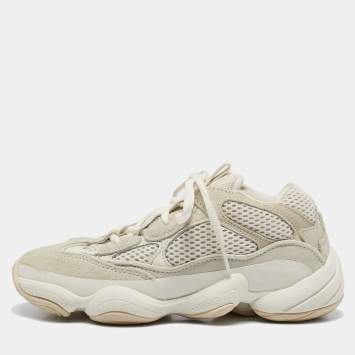 Pre Owned Yeezy x Adidas White Suede And Mesh Yeezy 500 Sneakers Size 36 1/3