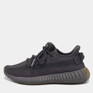 Pre Owned Yeezy x Adidas Black Knit Fabric Boost 350 V2 Cinder Sneakers Size 36 2/3