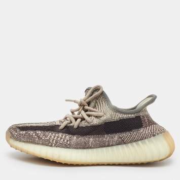 مملوكة مسبقًا Yeezy x Adidas Beige/Brown Knit Fabric Boost 350 V2 Zyon Sneakers Size 38