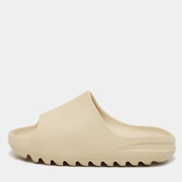 Pre Owned Yeezy x Adidas Cream Rubber Resin Flat Slides Size 38