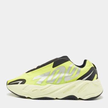 Yeezy x Adidas Neon Yellow/Black Nylon Boost 700 MNVN Phosphor Sneakers Size 38