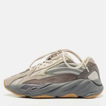 Pre Owned Yeezy x Adidas Grey Suede and Canvas Boost 700 V2 Tephra Sneakers Size 38