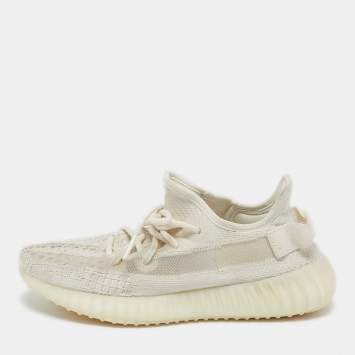 Yeezy x Adidas White Knit Fabric Boost 350 V2 Bone Sneakers Size 40