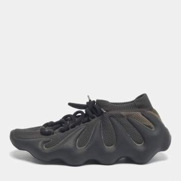 Pre Owned Yeezy x Adidas Black/Brown Mesh and Rubber 450 Lace Up Sneakers Size 38