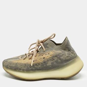 Pre Owned Yeezy x Adidas Grey Knit Fabric Boost 380 Mist Low Top Sneakers Size 38.5