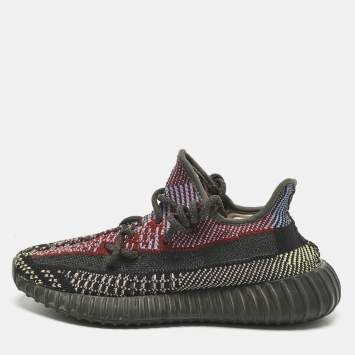 Pre Owned Yeezy x Adidas Multicolor Knit Fabric Boost 350 V2 Lace Up Sneakers Size 37.5