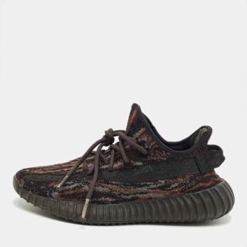 Pre Owned Yeezy x Adidas Brown Knit Fabric Boost 350 V2 MX Rock Sneakers Size 40
