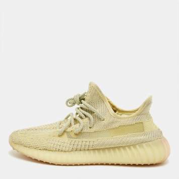 Pre Owned Yeezy x Adidas Yellow Knit Fabric Boost 350 V2 Antlia (Non-Reflective) Sneakers Size 41 1/3