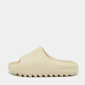 Pre Owned Yeezy x Adidas Cream Rubber Bone Slides Size 40.5