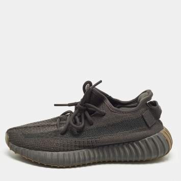 Pre Owned Yeezy x Adidas Boost 350 V2 Size 38 Grey Knit Fabric Cinder Low Top Sneakers