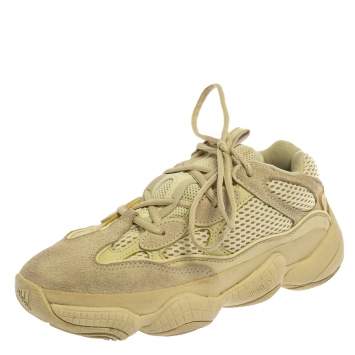 مملوكة مسبقًا Yeezy x Adidas Lime Green Leather And Fabric 500 Stone Sneakers Size 36.5
