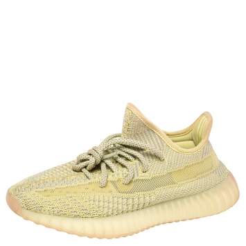 Pre Owned Yeezy x Adidas Yellow Cotton Knit Boost 350 V2 'Antlia' Sneakers Size 37.5