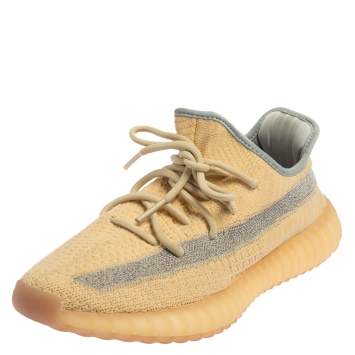 Pre Owned  Yeezy x Adidas Beige Cotton Knit Boost 350 V2 Sneakers Size 40.5