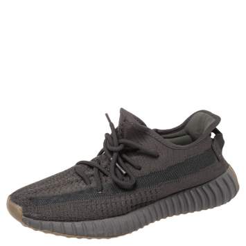 Pre Owned Yeezy x Adidas Dark Grey Cotton Knit Boost 350 V2 Cinder Sneakers Size 40 2/3