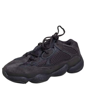 Pre Owned Yeezy x Adidas Dark Grey Suede and Mesh Yeezy 700 Utility Black Sneakers Size 38